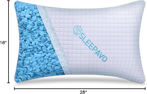 Miniatura 8 de Sleepavo Juego de 2 almohadas de espuma viscoelástica trituradas tamaño Queen, almohadas de cama extra firmes, almohada ajustable tamaño Queen para