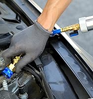 Vista 2 de Kit de inyector de tinte de aceite CA para sistema refrigerante R134a con conector SAE de 1/4 pulgadas y acoplador rápido a presión, 2 comprobadores