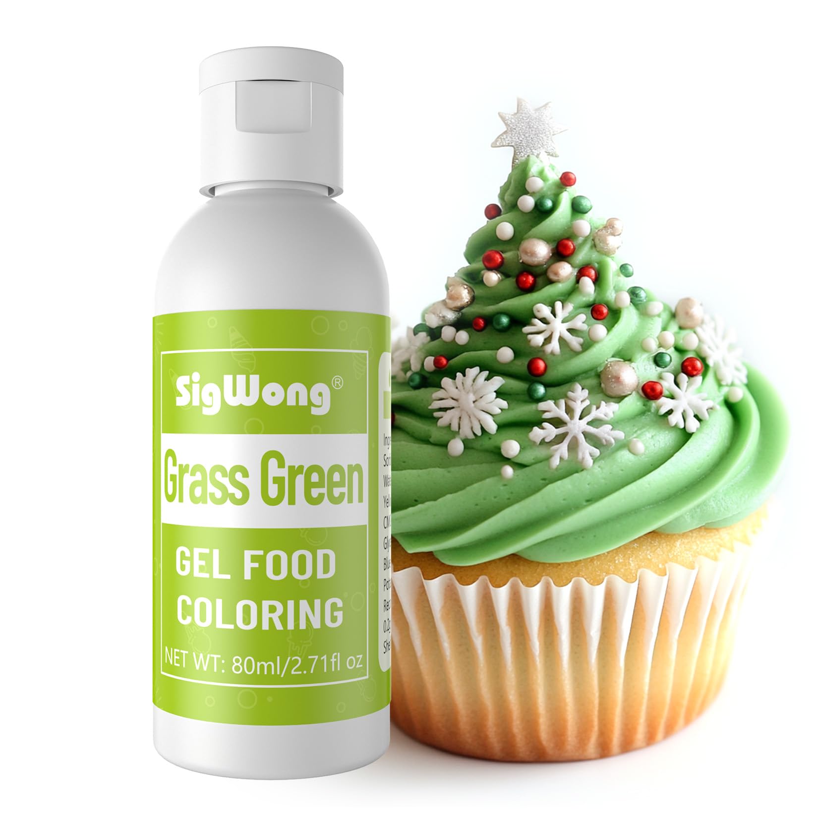 Gel Food Coloring - 80ml Grass Green Flavorless Gel Based Food Color Dye, Vibrant Edible Concentrated Food Coloring for Cake Cookie Decorating, Easter Egg, Icing, Fondant, Baking, Macaron - 2.71 Fl.Oz Bottles