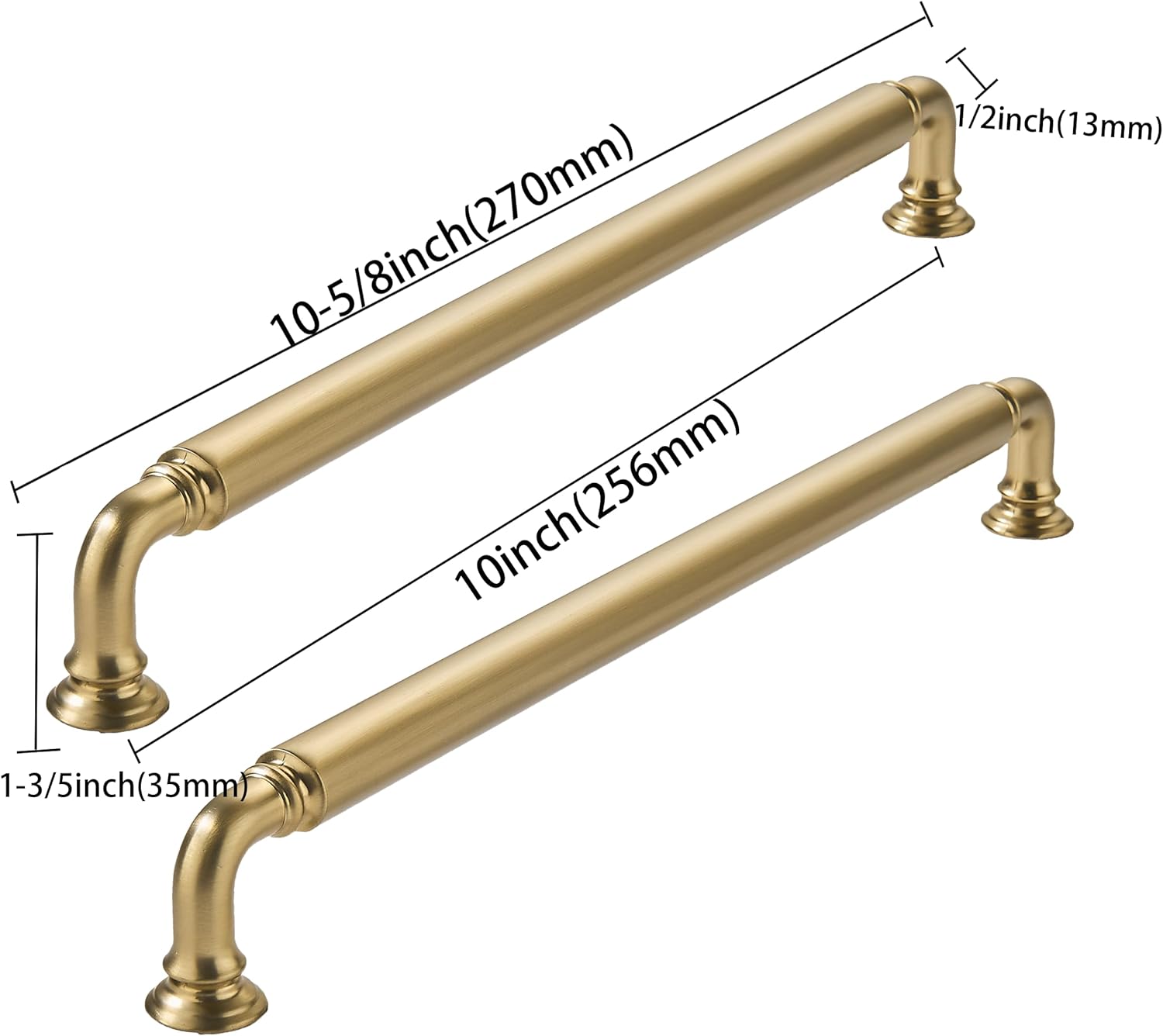 2 Pack 10 Inch Hole Center Champagne Bronze Cabinet pulls Champagne Brass Heavy-Duty Solid Cabinet Handle Hardware Suitable for cabinets Dressers Kitchens and Bathroom cabinets.