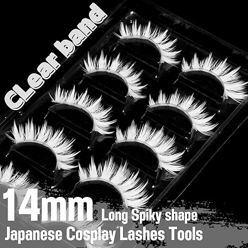 Miniatura 8 de Pestañas postizas blancas de Halloween, herramientas de extensión de anime japonés, cosplay, maquillaje natural, para fiesta de máscaras, pestañas