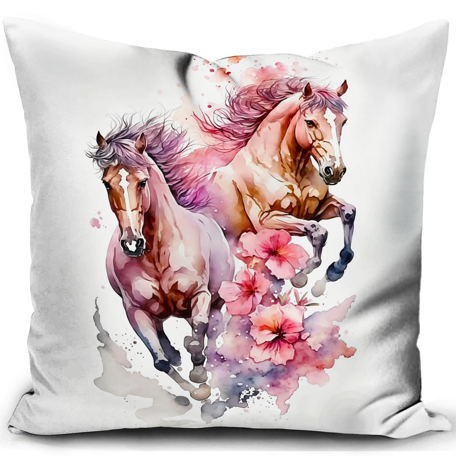 HUASHUZI Cushion Cover Horse Gifts for Girls Women Decorations Throw Pillow Case Decor Home for Livingroom Couch Sofa 18"x18"(45x45cm)