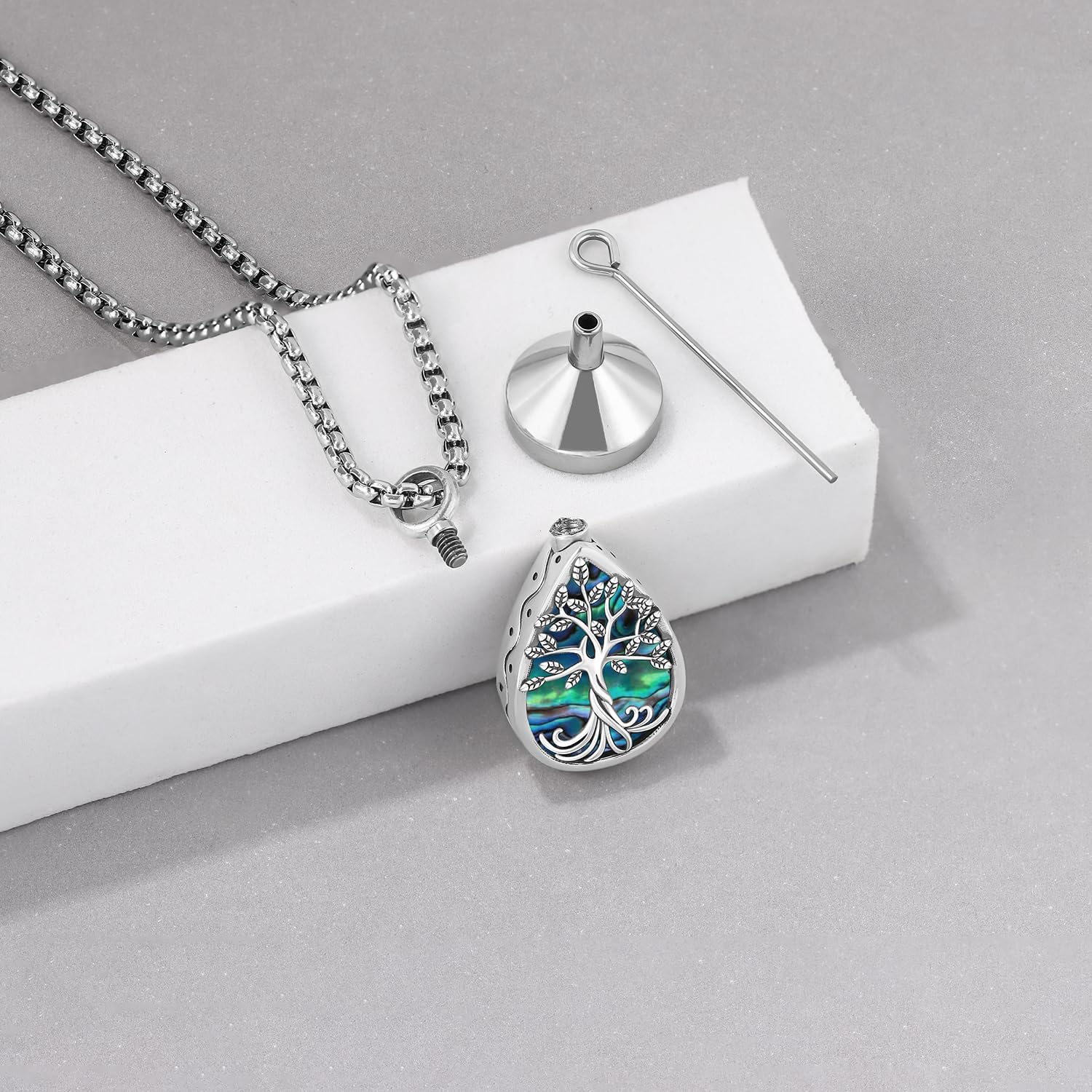 Aniu Cremation Jewelry for Ashes S925 Sterling Silver Urn Necklace Memorial Necklace for Human Ashes of Loved Ones Keepsake Locket Pendant for Men Women