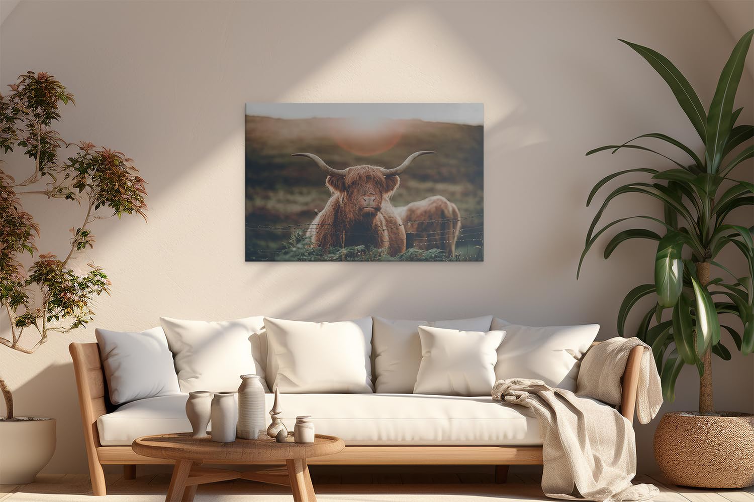 Artaza Cuadros Decoración Salón Modernos Vaca Highland - 120x80 cm - Grande - Cuadros Animales - Lienzo Animales - Decoración Pared - Cuadros Decorativos