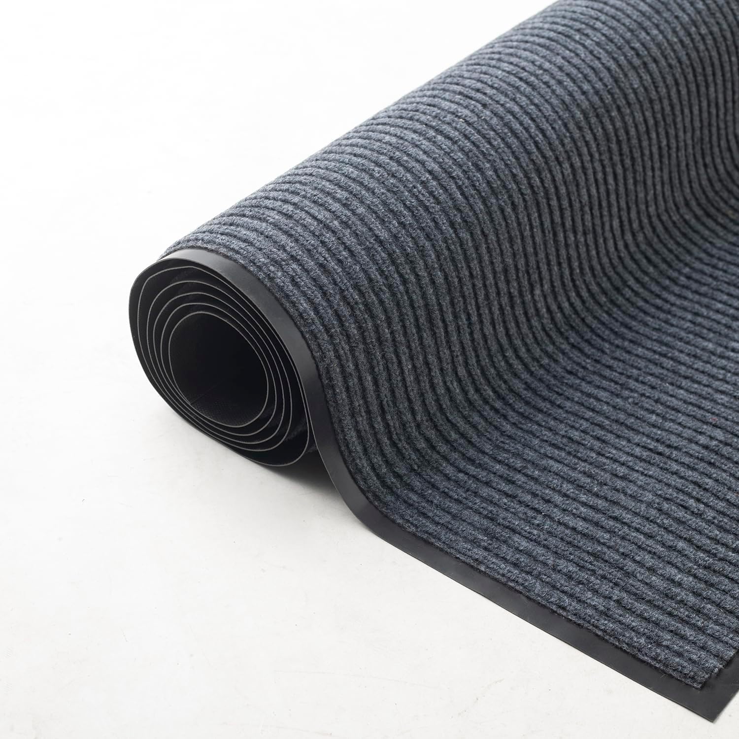 Front Door Mat, 3' x 5' Heavy Duty Door Mat Outside Entrance, Non-Slip Welcome Mat, Absorbent & Dirt Resistant, Low Profile Large Door Mats, Commercial Rugs for Entryway Indoor Outdoor, Grey