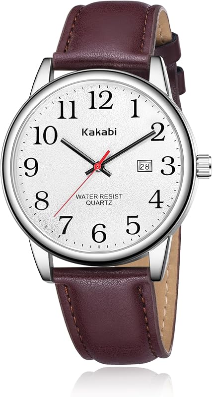 Reloj para Hombre, Easy Reader, Reloj de Pulsera analógico de Cuarzo Impermeable Unisex con Fecha y Correa de Cuero, Relojes Casuales y Simples de Moda para Hombre, Regalo