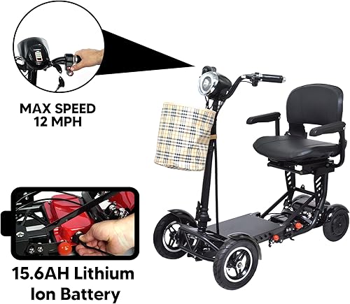 Miniatura 68 de MS-3000 Scooter eléctrico para adultos, scooters plegables para personas mayores, scooter de movilidad de 4 ruedas con silla, scooter eléctrico