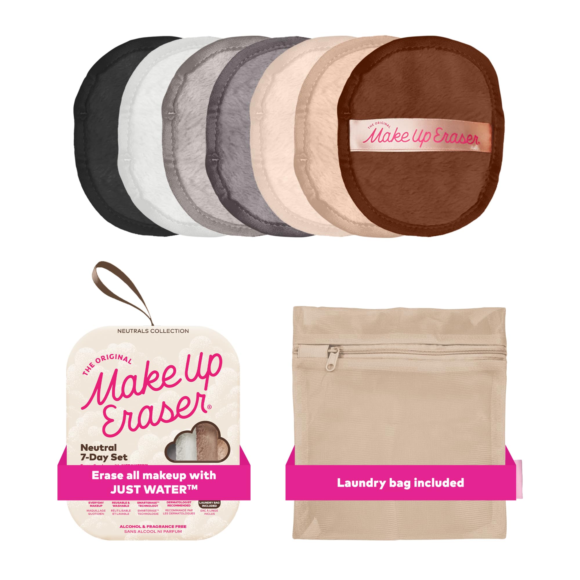 - The Original Makeup Eraser, 7-Day Set, Erase All Makeup with Just Water, Including Waterproof Mascara, Eyeliner, Foundation, Lipstick, Sunscreen, and More! 7ct