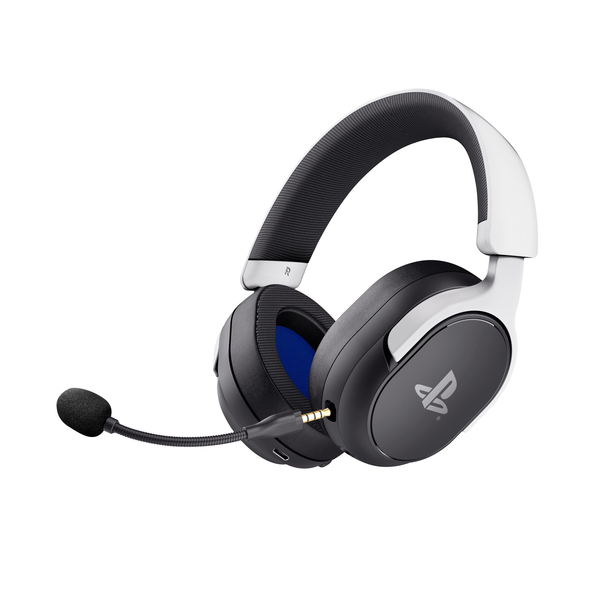 GXTrust 499BW Forta Cuffie Gaming Wireless con Licenza Ufficiale PlayStation 5, 2.4G Bassa Latenza, Ricevitore USB, 55 Ore di Gioco, Driver da 50 mm, Cuffie da Gaming PS5 Over Ear, Nero/Bianco