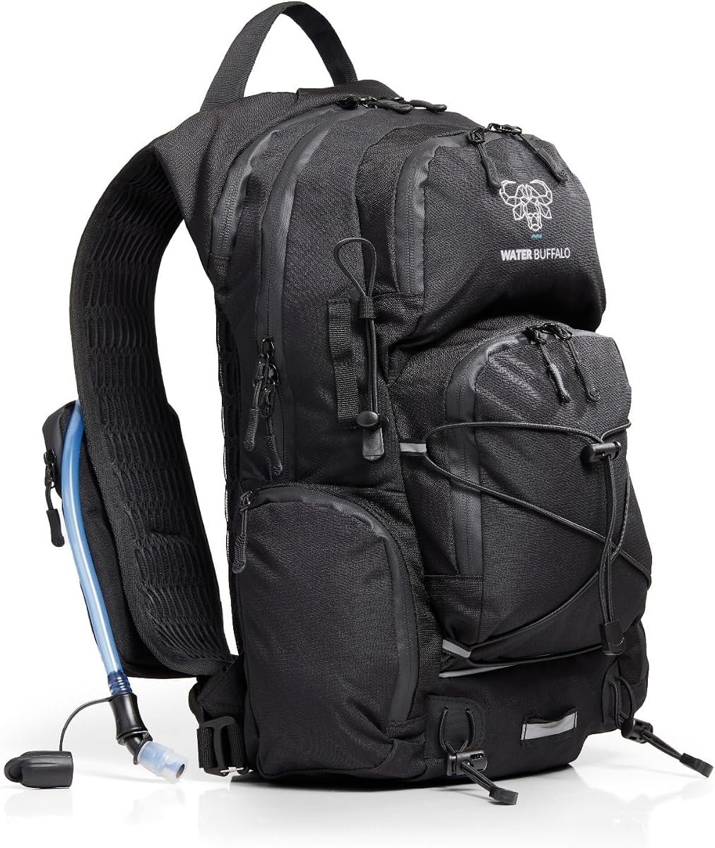 Sherpa 22L Hiking Hydration Backpack, 2L Bladder | Hiking Backpack with Water Bladder, Waterproof Zippers, Phone Compartment, Trekking Pole Holders, Padded Straps