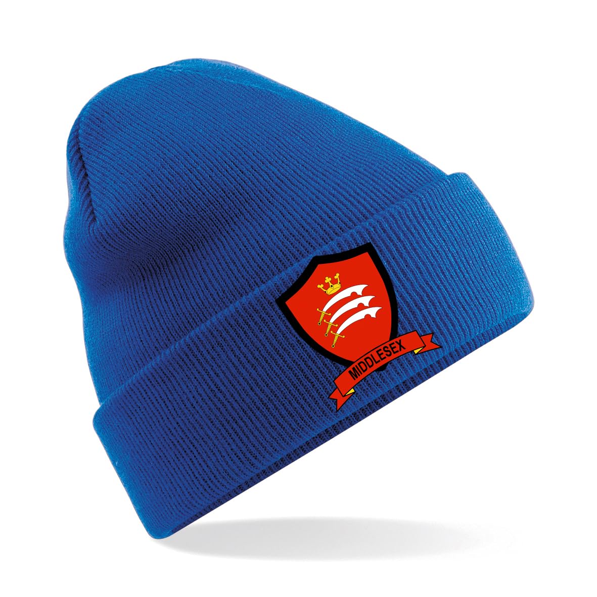 Psave Men's Royal Middlesex County Embroidered Beanie Hat, Bob Hat Cricket Sport Your County Embroidery (Royal)