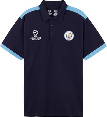 Manchester City F.C. Mens Polo Shirt, Short Sleeve Collared T-Shirt Buttoned