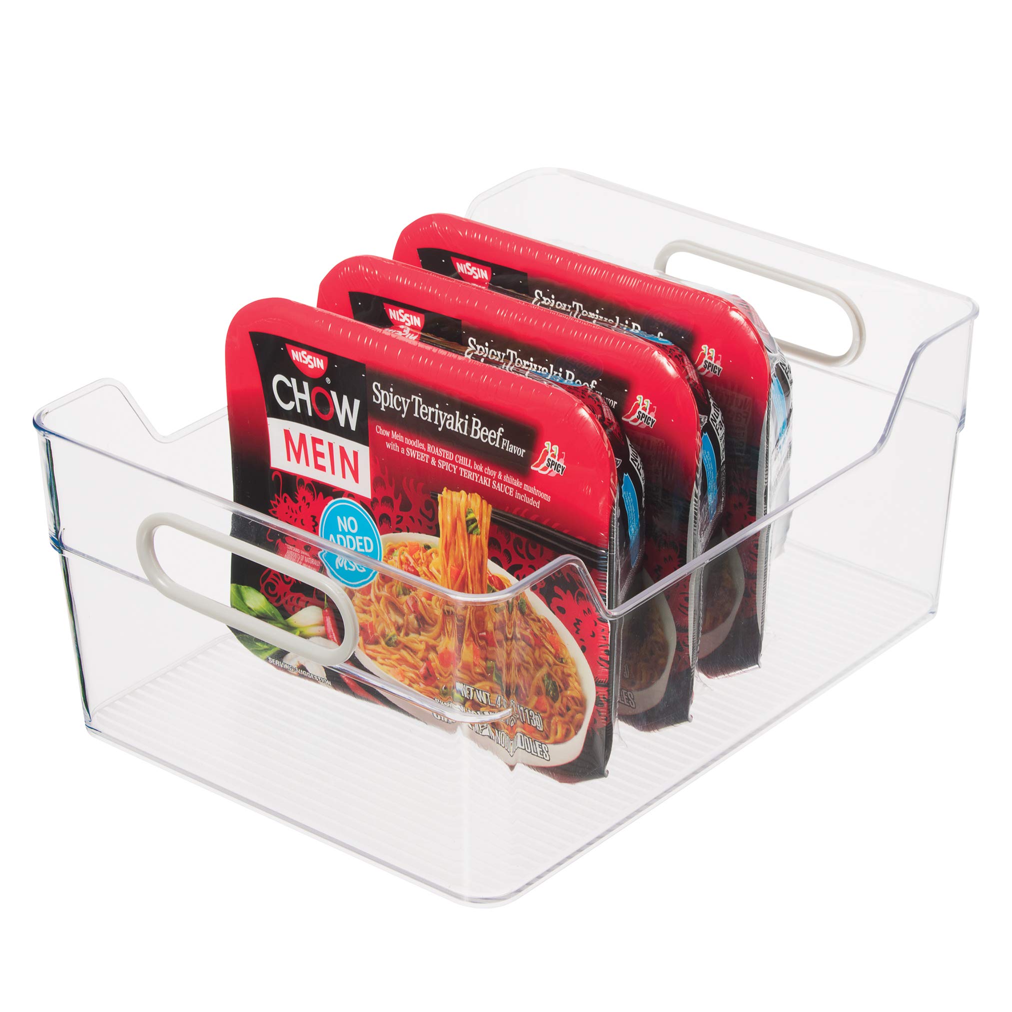 OggiCabinet/Drawer High Wall Storage Bin - 12" x 8.75" (Set of 6), Clear/Gray, Ideal for Kitchen Organization, Pantry Storage, Fridge Organizing