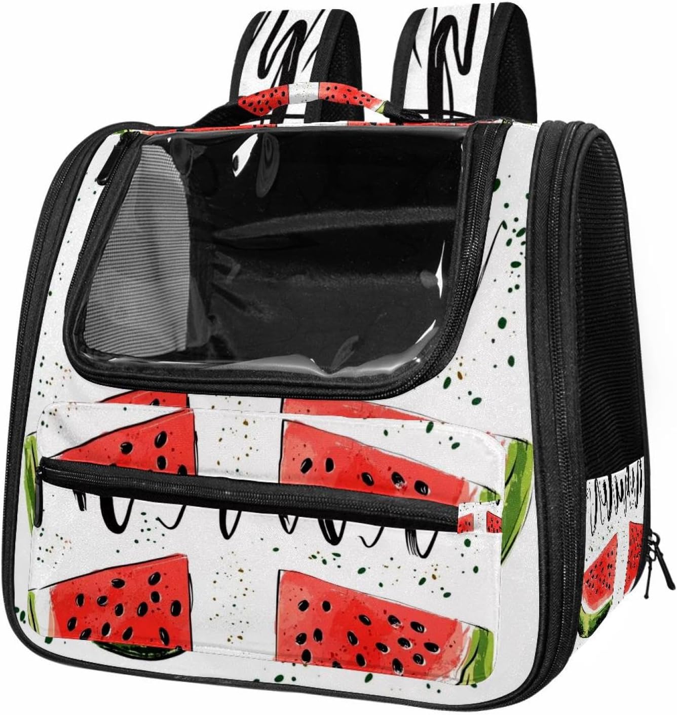 Portable Travel pet Backpack Carrier Hamster Bag Small Dog cat Carrier Breathable Hang Bag, Vector Card with Watermelon and Lettering 3