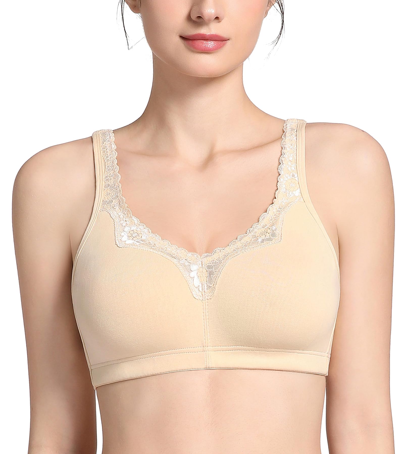 Lemorosy Brasier reductor de algodón sin relleno para mujer, talla grande, sin varillas, cómodo para uso diario