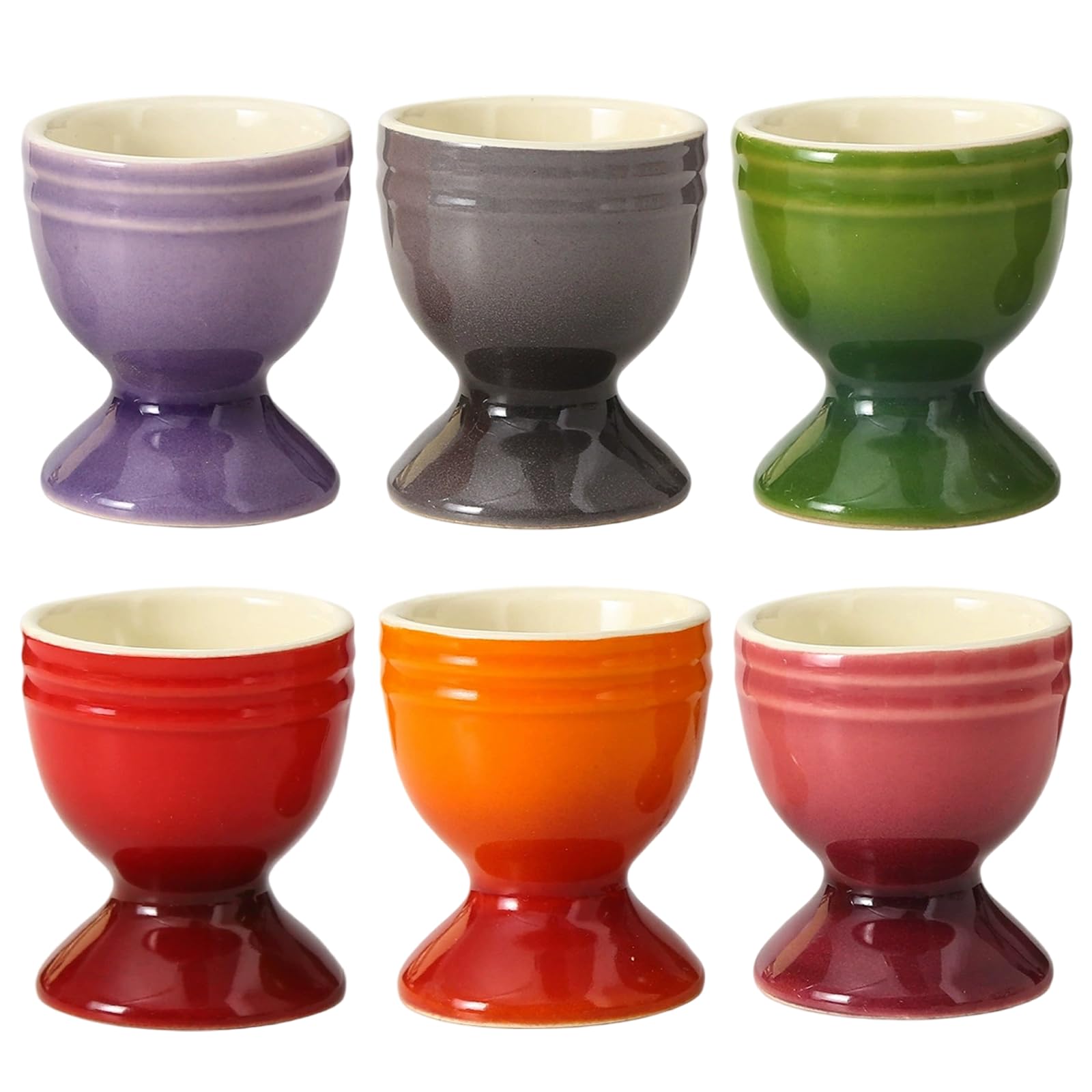 Lot de 6 coquetiers en céramique antidérapants pour œufs à la Coque, Organiseur de Rangement Pâques pour œufs à la Coque, Petit déjeuner, Brunch, fête 6, x 2 cm