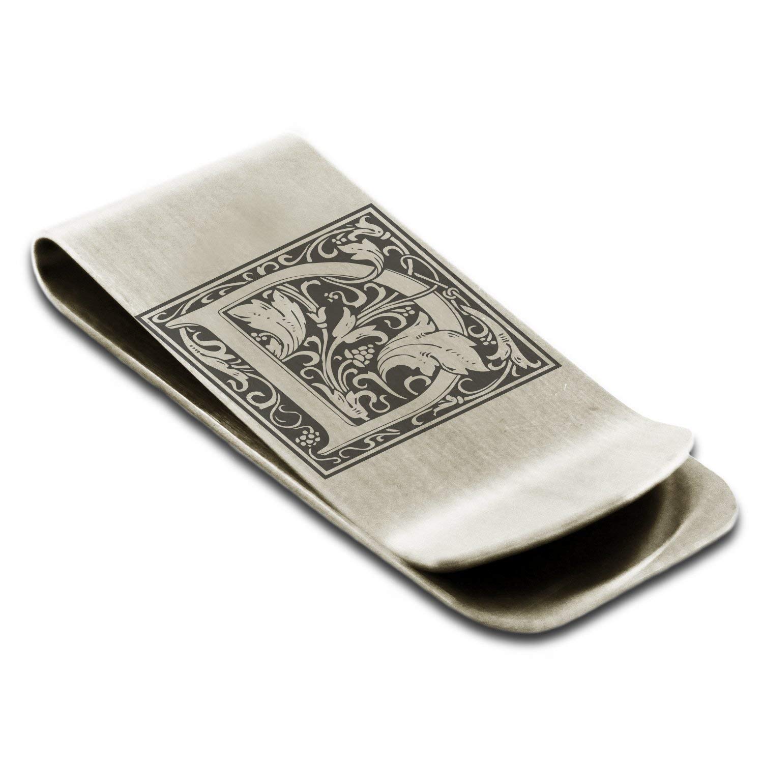 Stainless Steel Money Clip For Men Dad Boy Friend Father Floral Initial Letter Box Monogram Wallet Cash Card Holder | Dad