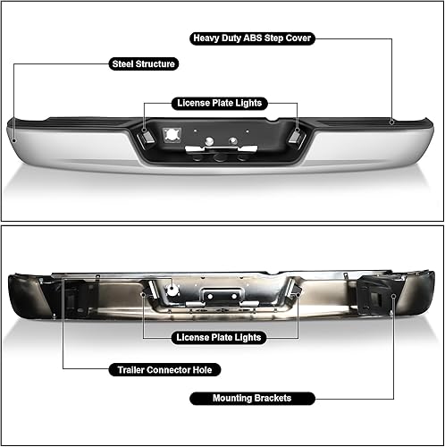 Miniatura 2 de Conjunto de parachoques trasero para Dodge Ram 150003-09 Dodge Ram 2500 3500 2500 3500 2002 2003 2004 2005 2006 2007 2008 (cromado)