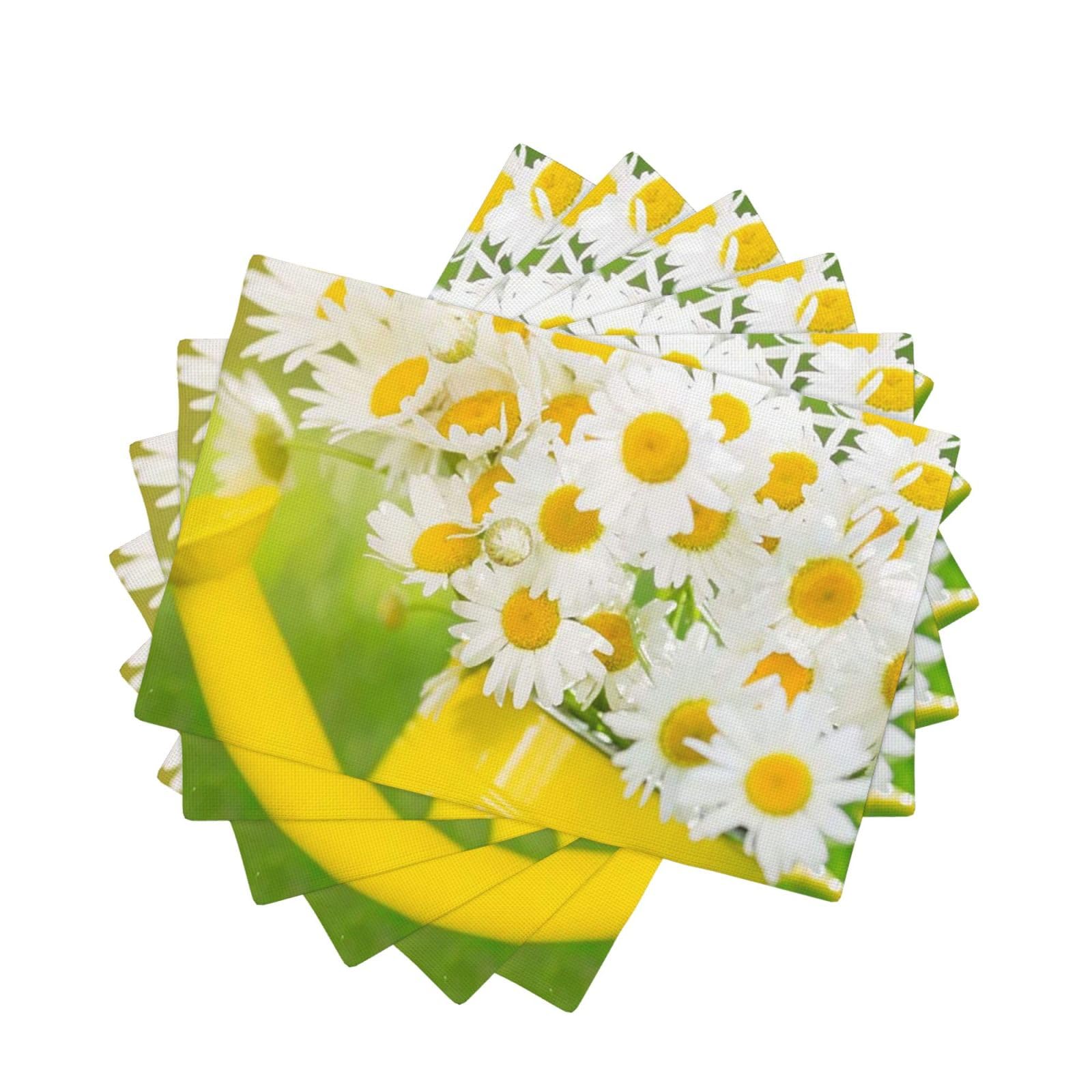 Lot de 6 sets de table en lin de qualité supérieure motif fleuri élégant