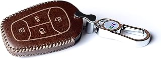 JVCV® Car Styling Soft Handmade Leather Key Cover Compatible with TATA NEXON, Harrier, ALTROZ, TIGOR BS6, Safari 2021 Safa...