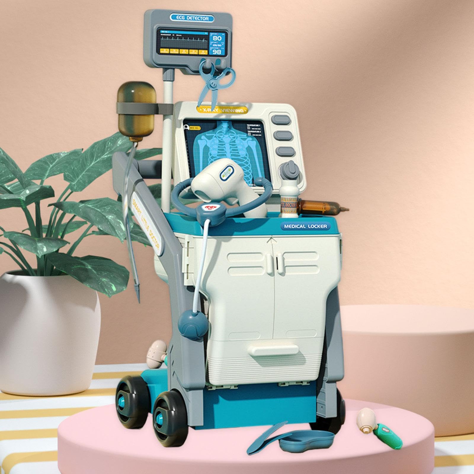 Kit da Dottore per Bambini con Carrello per Giochi di Ruolo E Apprendimento, Blu