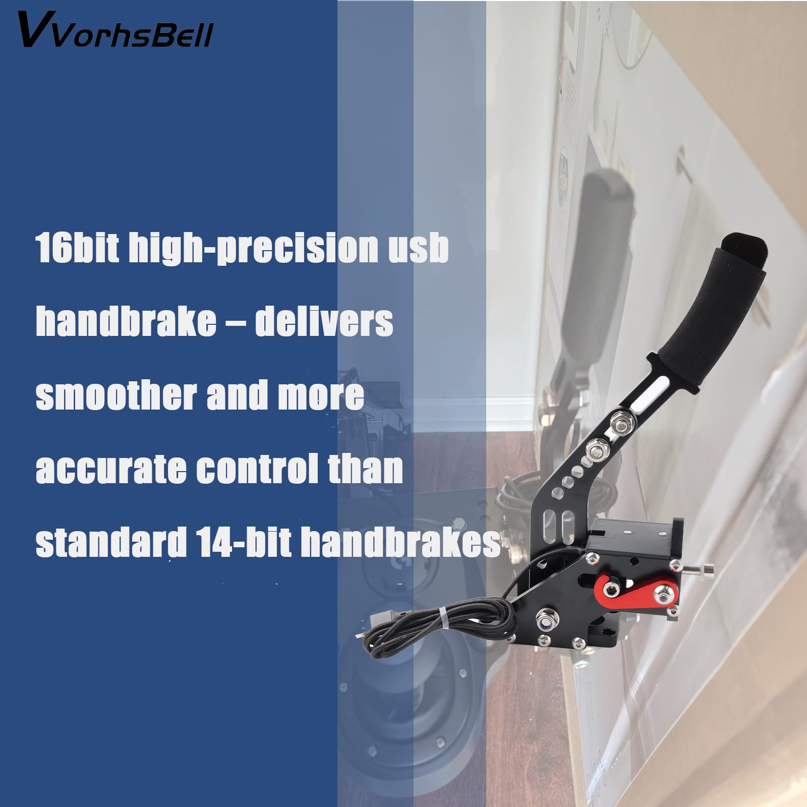 VVORHSBELL USB Handbrake 16 Bit SIM PC Racing Games Compatible with logitech G25 G27 G29 G920 G923 & Thrustmaster T300 T500 Adjustable Linear Handbrake For Simulator Games