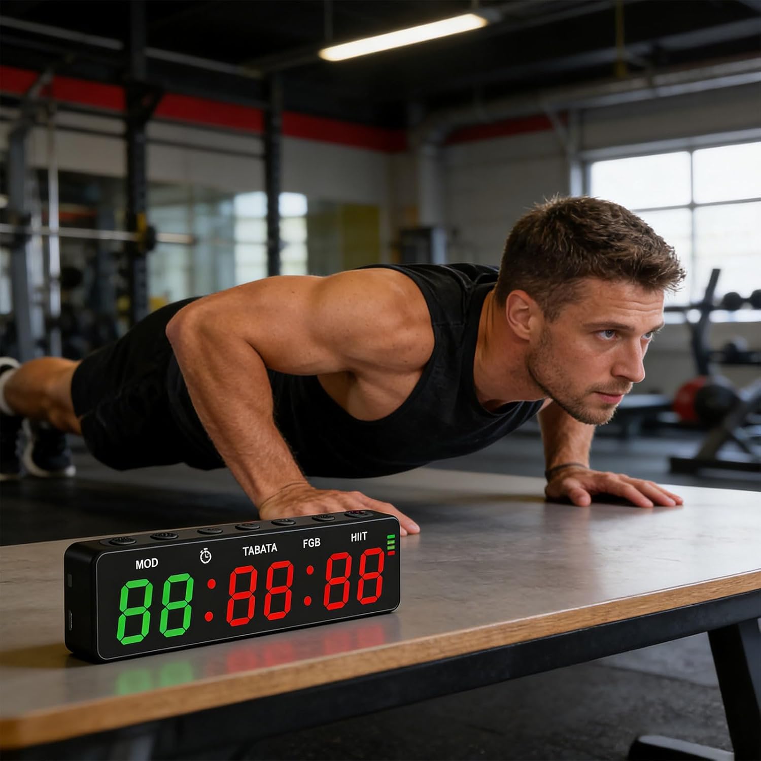 Bright Digital Display Sports Stopwatch with Preset Interval Timer and Quick Access Buttons for Workouts Tabata Timer