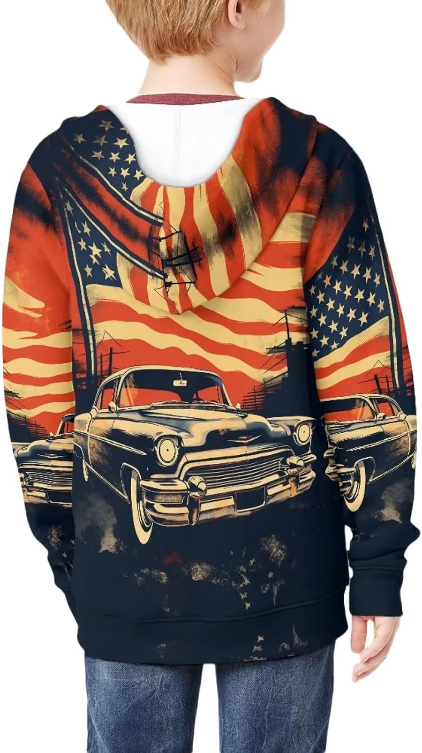 Full Zip Up Graphic Animal Hoodies for Boys Casual Athletic Hooded Jacket with Pocket - Image 4