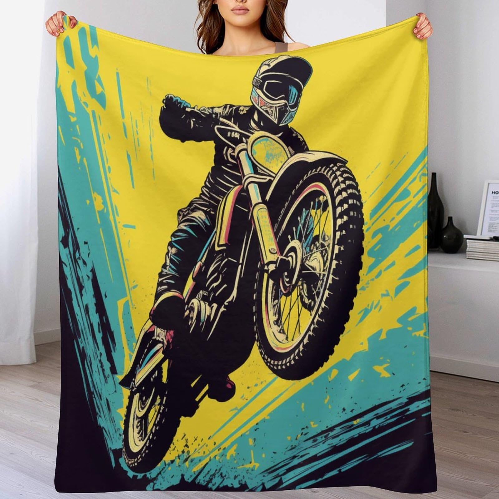 Manta de franela para motocicleta suave de 100x130 cm para cama