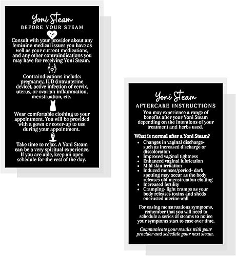 Miniatura 2 de Boutique Marketing LLC Yoni Steam - Tarjetas de instrucciones para el cuidado posterior al vapor, paquete de 50, tamaño de tarjeta de visita de 2 x