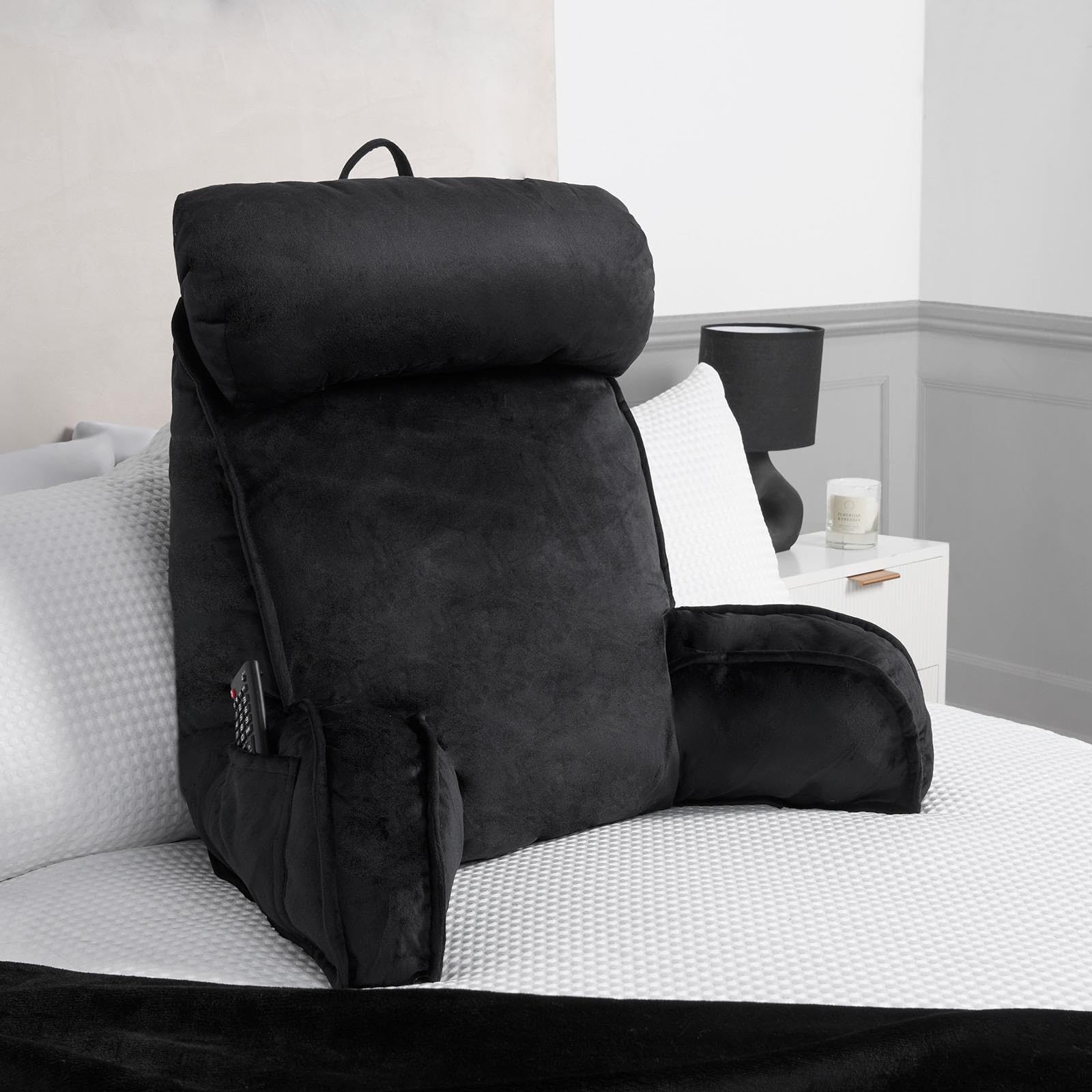 OHS Cuddle Cushion Back Lumbar Support Pillow with Head Rest - Black - One Size