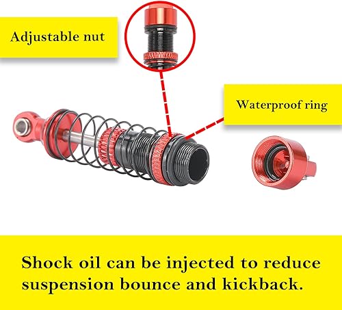 Miniatura 5 de Kimapeso Aluminio 52MM RC Amortiguador de viaje largo ajustable Amortiguador roscado de aceite para TRX4M 118 RC Crawler Actualizaciones Accesorios
