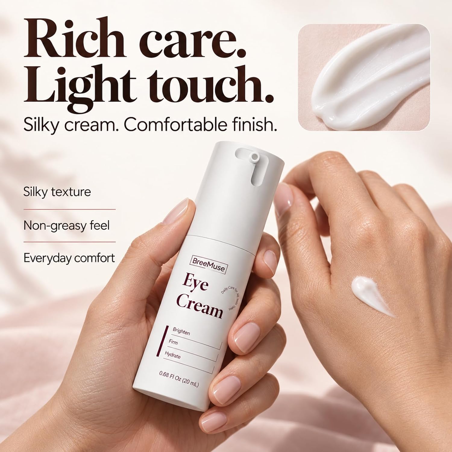 Eye Cream for Tired-Looking Eyes and Puffiness, Retinol Under Eye Cream Hydrating Serum for Fine Lines, Ginseng Infused Anti-Aging Creamer for Brighter Looking Eyes, 0.68 Fl Oz