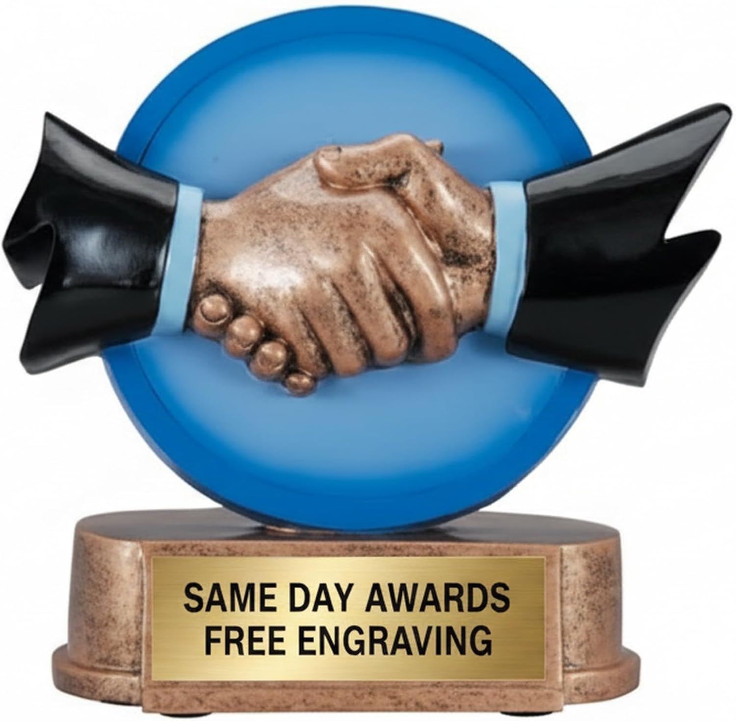 Handshake Trophy Award with Free Engraving for Employee Recognition, Business Achievement, Teamwork Awards and Appreciation Gifts