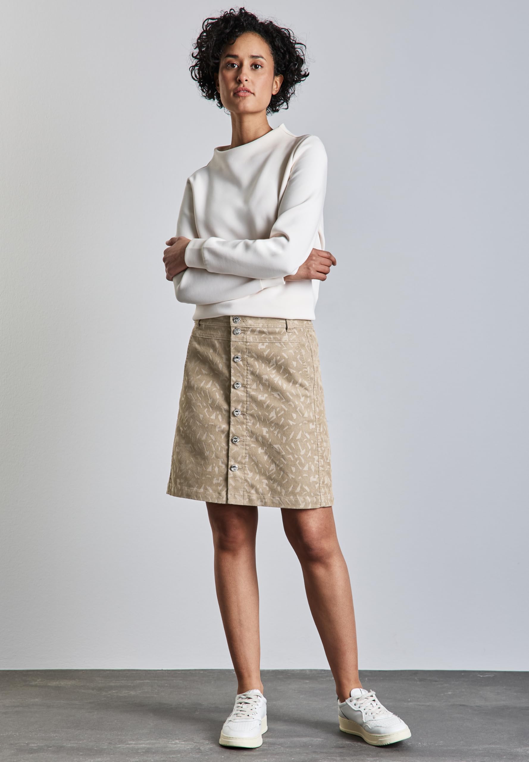 Street One Damen Cordrock mit Knopfleiste