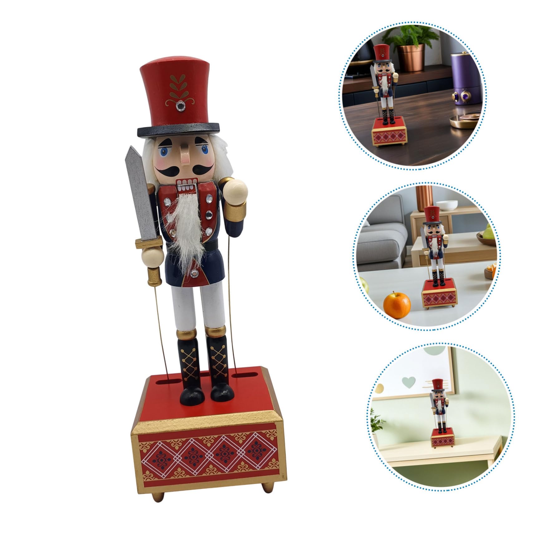 Schiaccianoci in Legno con Carillon Meccanismo Vento Soldatino Decorativo Musicale per Festa Natalizia e Decorazioni Festive