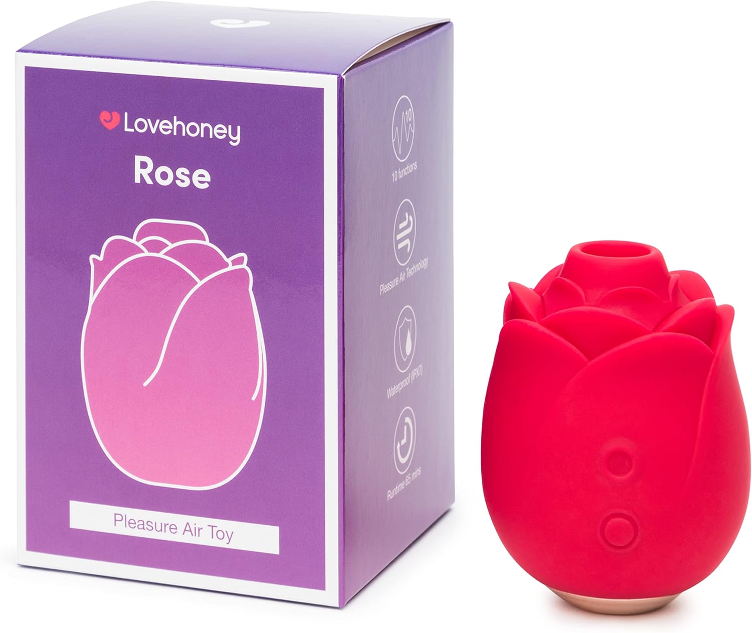 Lovehoney Rose Toy Clit Sucker | Silicone Clitoral Stimulator with 10 Suction Modes | Adult Womens Sex Toy Sucking Vibrator | Rechargeable Sexual Pleasure Tool | Waterproof Discreet Personal Massager