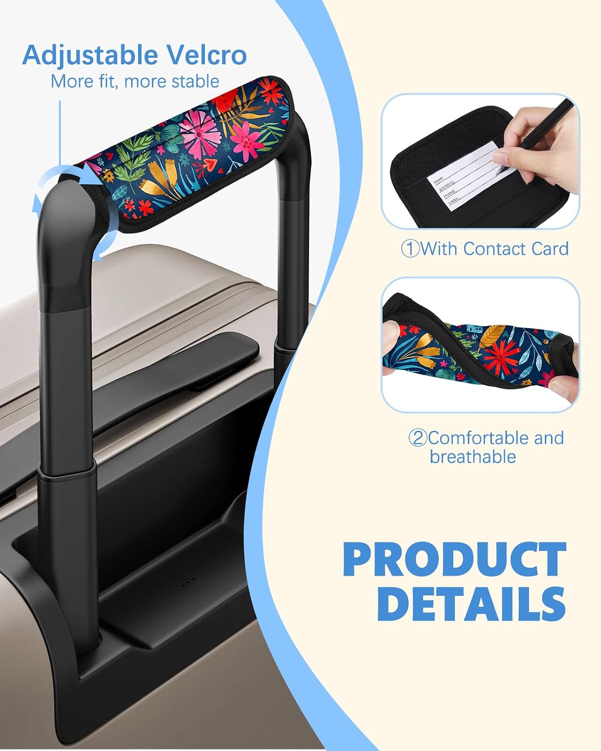 Slohif Luggage Handle Wrap 5Pcs Suitcase Identifier - Bag Strap Cover for Bogg Travel Accessories Easy Identification Bright Marker Sleeve Grips Comfort Neoprene Concealed Tag for Airport Plant