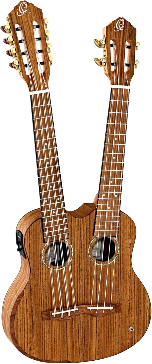 Custom Built Series Double Neck 4 & 8 String Tenor Acoustic-Electric Ukulele w/Bag