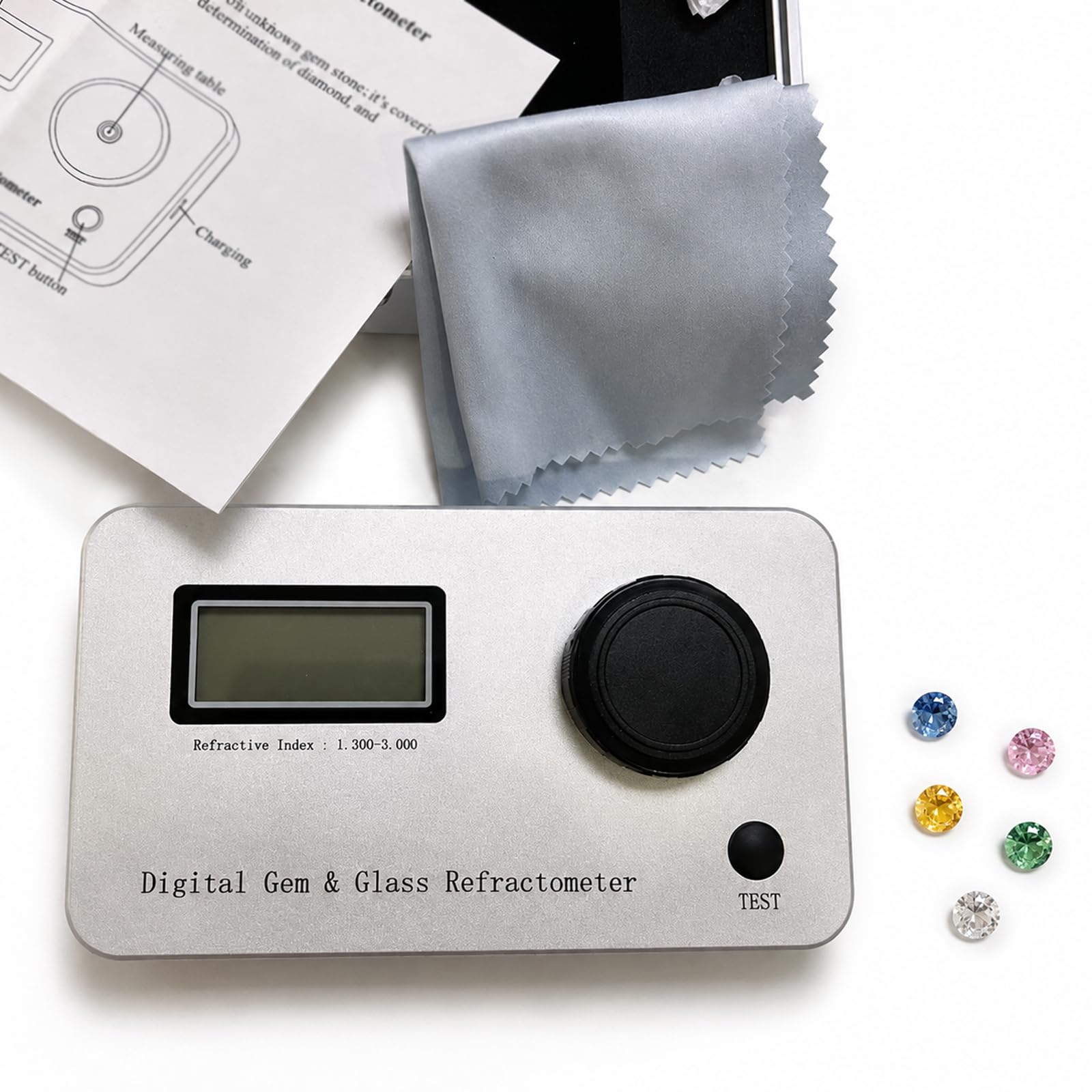 TYH Réfractomètre Numérique Professionnel pour Lidentification des Gemmes (Jade, Diamants, Pierres De Couleur), avec Un Indice De Réfraction De 1 300 À 3 000 Et Une Précision De 0,001. Écran LCD