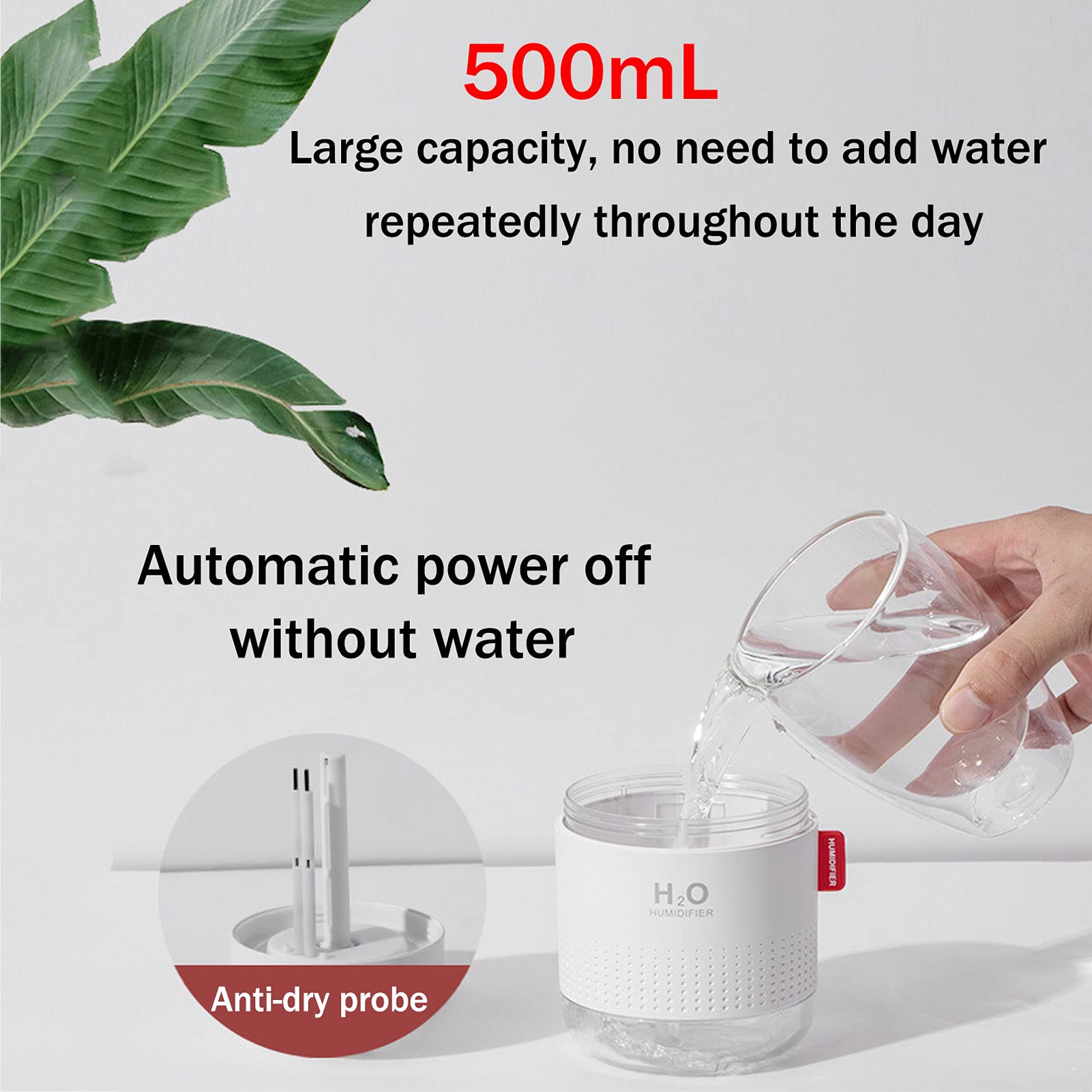 NawilżAcze 500ml do Domu, Ciche UltradźWięKowe NawilżAcze USB NawilżAcz Powietrza z Lampką Nocną, Bezwodne Automatyczne WyłąCzanie, do Sypialni Dziecko, Samochód(Color:niebieski)