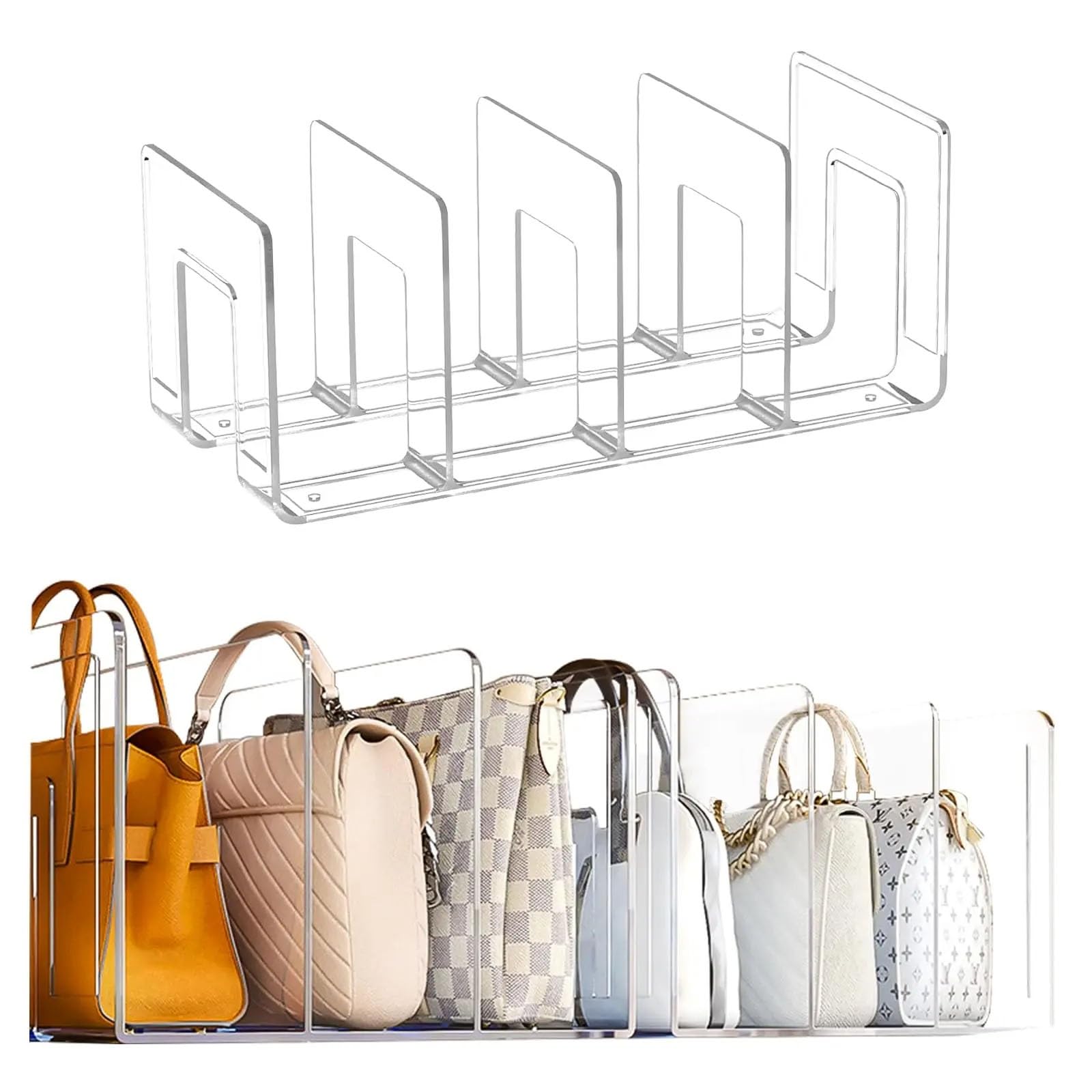 Organizador De Bolsos para El Armario, Organizador De Estante De Armario, Transparente De 4 Secciones Organizador De Bolsos Separador De Armario, Organizador De Bolso para Organización