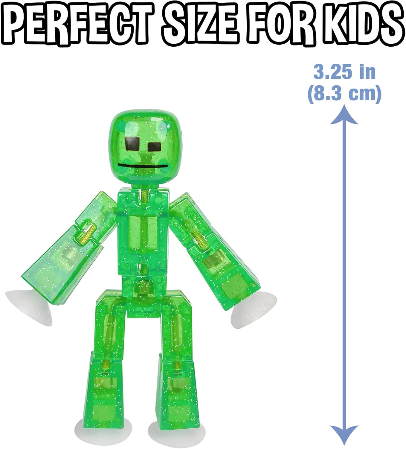 Zing StikBot Single Pack - Includes 1 StikBot - Collectible Action Figures and Accessories, Stop Motion Animation, Ages 4 and Up (Clear Light Green Sparkle)