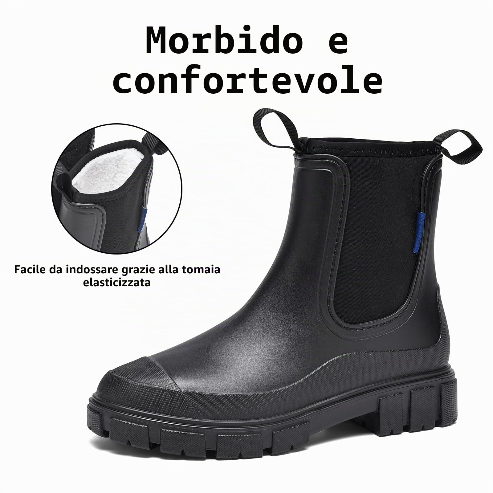 Stivali di Gomma da Donna Foderati Chelsea Impermeabile Antivento a Mezza Altezza Boots da Pioggia Comode Stivaletti da Giardino 36-41EU