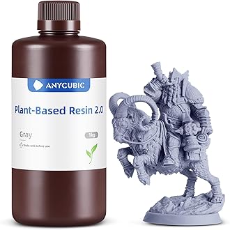 ANYCUBIC 3D Printer Resin with Low Odor and Safety, 405nm UV Plant-Based Rapid Resin 2.0 with High Precision and Quick Curing for LCD 3D Printing (Grey, 1000g)