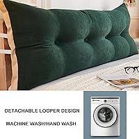 Vista 4 de Almohada de cama de lectura con cuña, almohada de forro polar de algodón, almohada grande para cabecero, respaldo de cama, cojín de apoyo de Verde