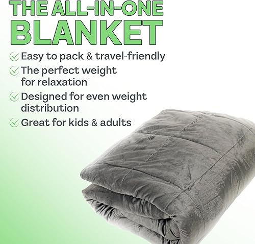 Miniatura 5 de Manta con peso, ideal para niños y adultos, manta pesada con alta transpirabilidad, cuentas de vidrio suaves y duraderas (48 x 72 pulgadas, 15