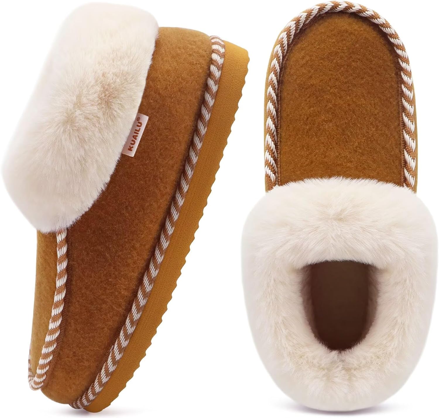 COFACE Pantoffels voor dames, warm, winter, pluche, gevoerd, lamsvacht, comfortabele huislaarzen, slippers, grijs, 38 EU