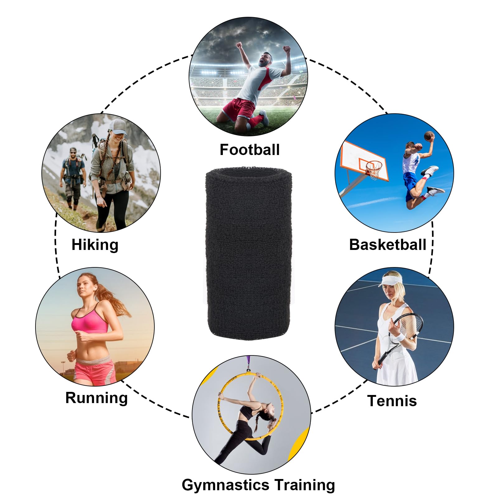 8 szt. elastycznych opasek na głowę do fitnessu, sportu, tenisa, koszykówki, piłki nożnej, biegania, gimnastyki, czarnej
