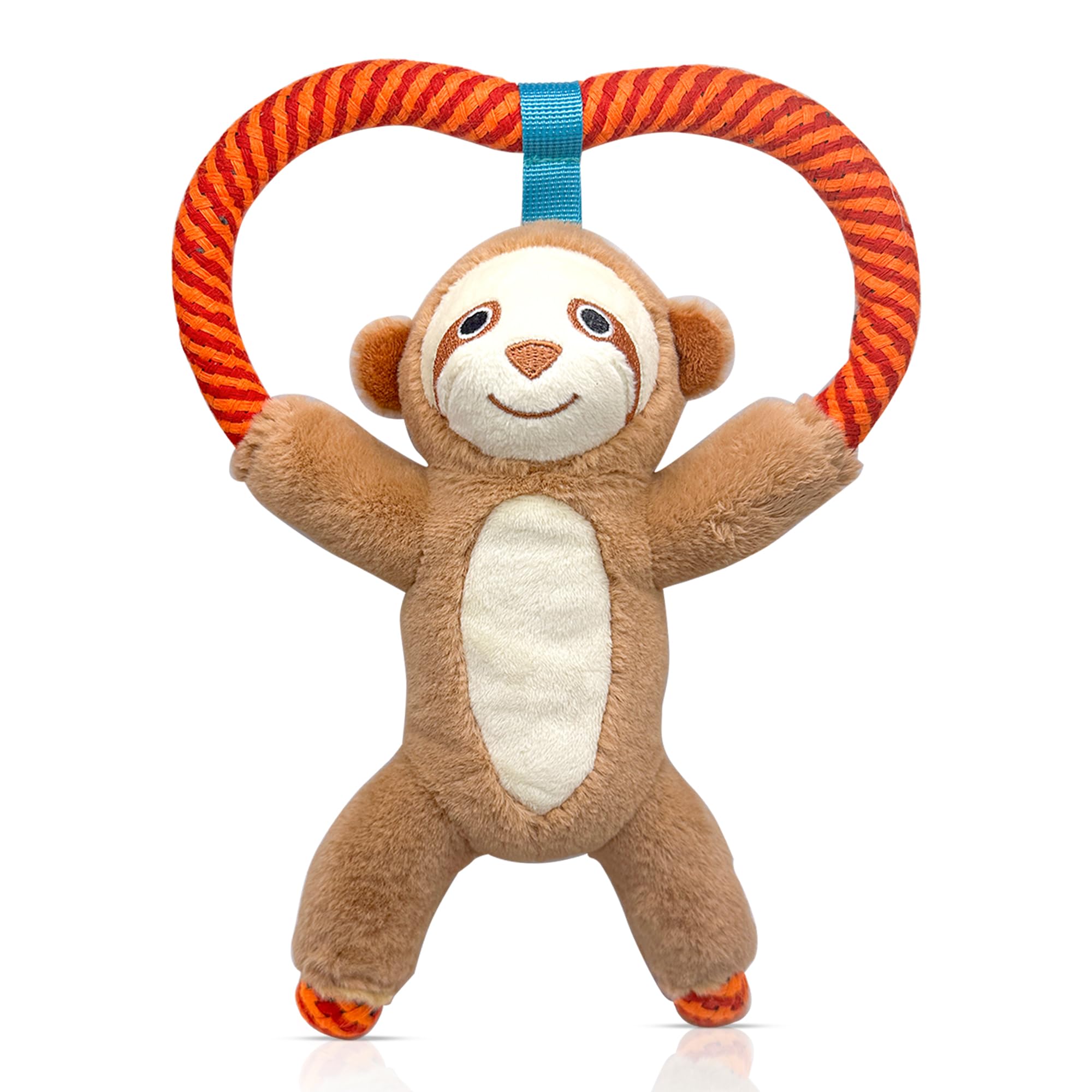 Nomi's Choice Sloth Dog Toy Sunny The Sloth – Plush Stuffed Animals for All Breeds, Durable Rope, Squeaky Chew Toy, Perfect for Tug of War - Machine Washable